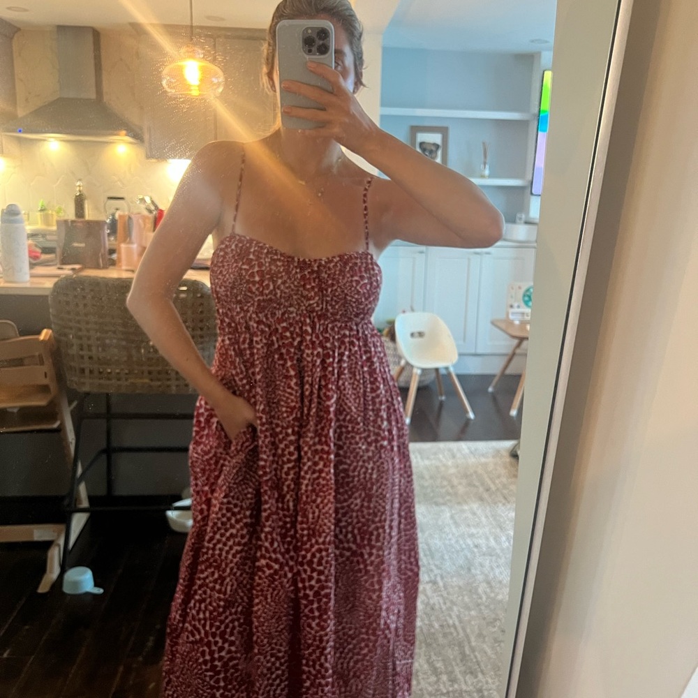 J.CREW strawberry print flowy maxi dress
